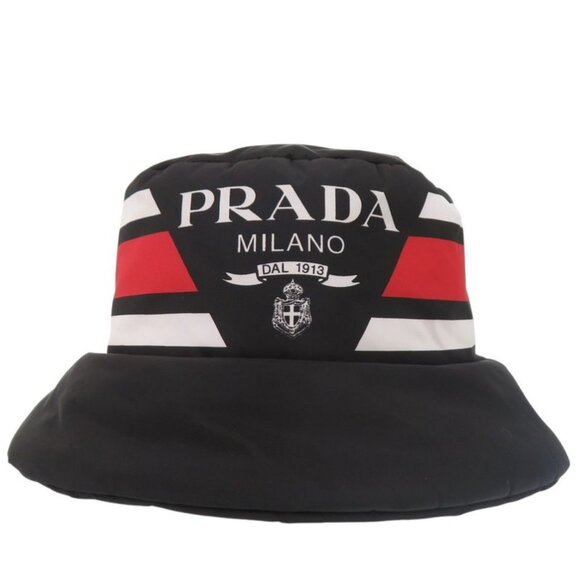 Prada Re Nylon Logo Print Volume Bucket Hat Polyester Polyamide Black 0673 main image 6